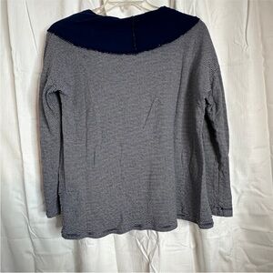 Fresh Produce Navy and White Striped Long Sleeve Cowl Neck Top Size S